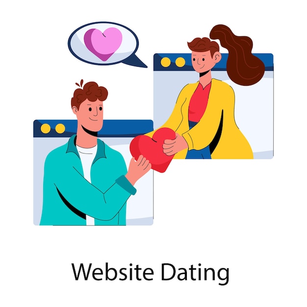 Echa un vistazo a este cautivador icono plano de la página web de citas