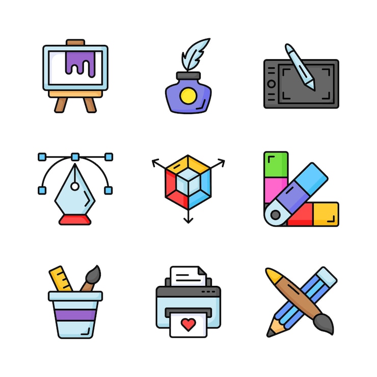 Vector echa un vistazo a este hermoso conjunto de iconos de arte y diseño