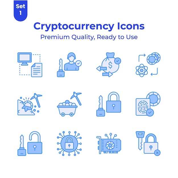 Echa un vistazo a este hermoso y increíble conjunto de vectores de criptomonedas listo para su descarga premium