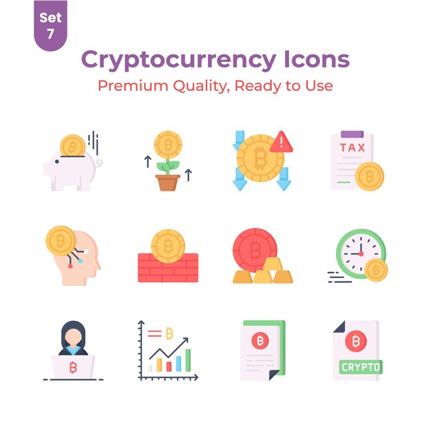 Echa un vistazo a este hermoso y increíble conjunto de vectores de criptomonedas listo para su descarga premium