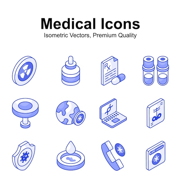 Echa un vistazo a este hermoso y increíble conjunto de vectores isométricos médicos y de salud