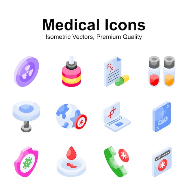 Echa un vistazo a este hermoso y increíble conjunto de vectores isométricos médicos y de salud