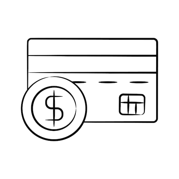 Echa un vistazo a este icono de estilo doodle de pago con tarjeta de crédito