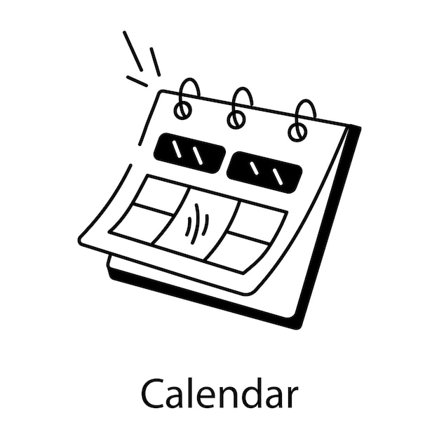 Vector echa un vistazo a este icono de garabateo del calendario de partidos