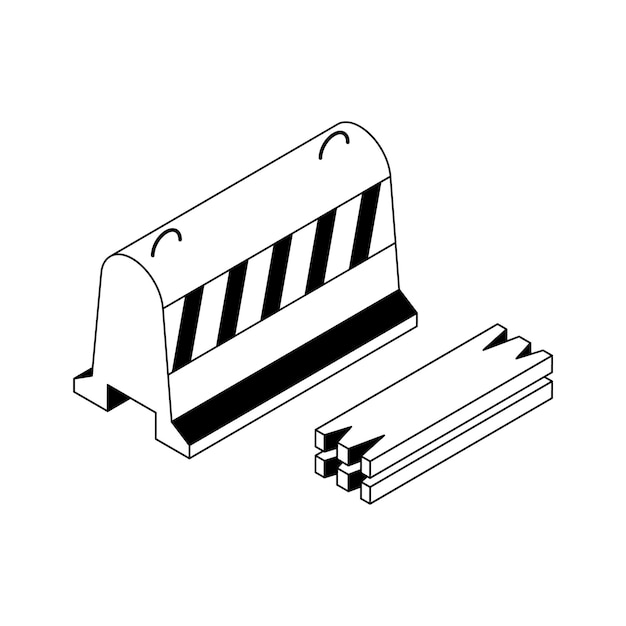 Echa un vistazo a este icono isométrico que denota una barrera de hormigón