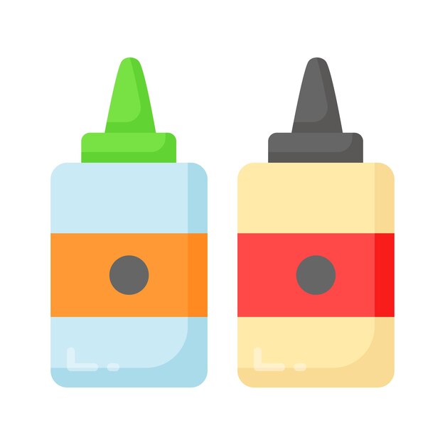 Echa un vistazo a este ícono perfectamente diseñado de botellas de pegamento vector de artículo de papelería pegajoso