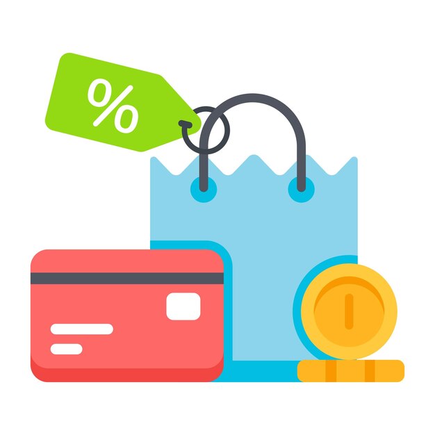 Echa un vistazo a este icono plano de descuento de pago