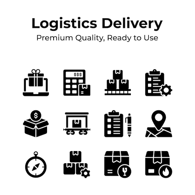Echa un vistazo a este icono único de logística y entrega listo para uso premium