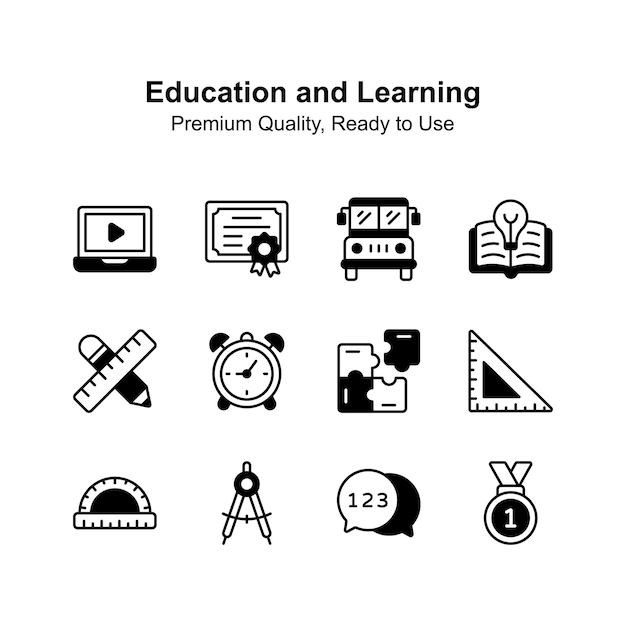 Echa un vistazo a los íconos de educación y aprendizaje diseñados de manera creativa