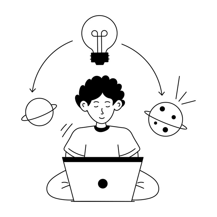 Vector echa un vistazo a la ilustración del glifo de la innovación galáctica