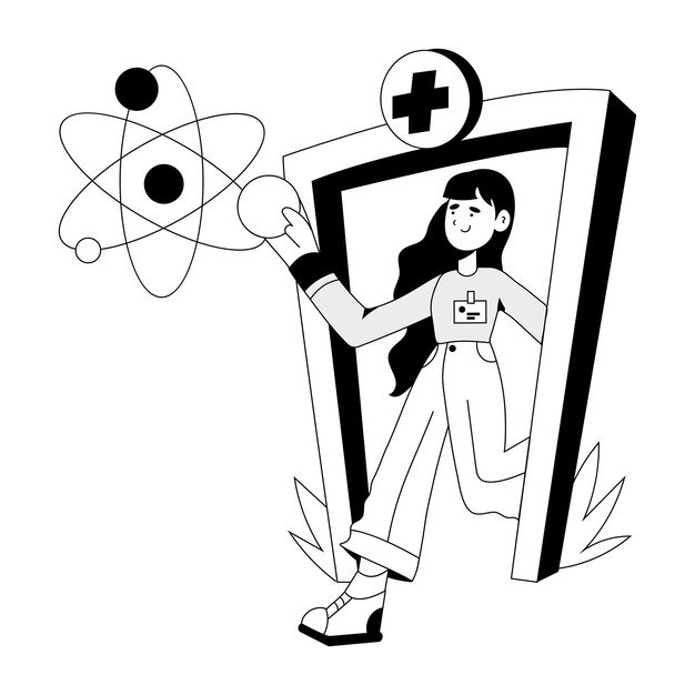 Echa un vistazo a la ilustración sketchy de la ciencia atómica