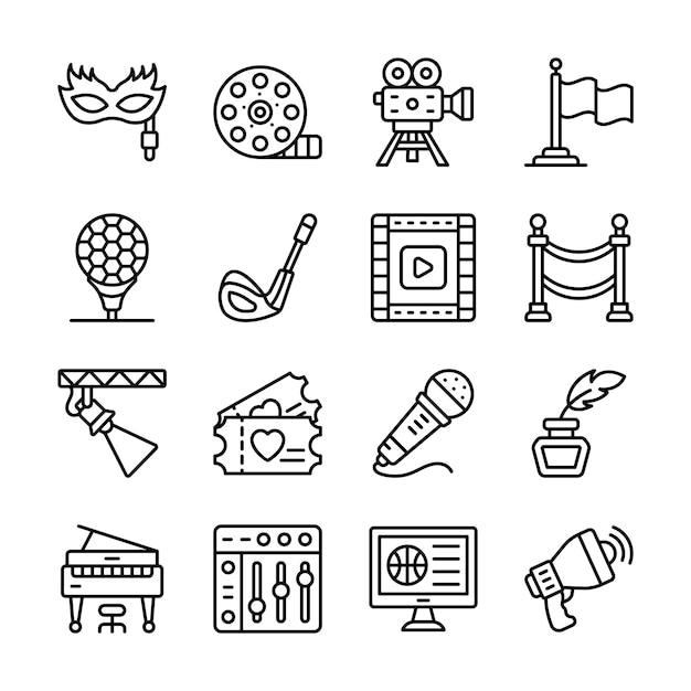 Echa un vistazo a este increíble conjunto de iconos de entretenimiento y multimedia