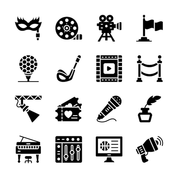 Echa un vistazo a este increíble conjunto de iconos de entretenimiento y multimedia