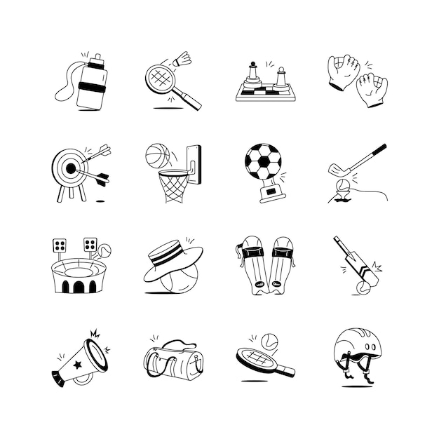 Echa un vistazo a estos increíbles deportes y competiciones dibujados a mano iconos