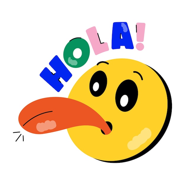 Vector echa un vistazo a esta linda pegatina de hola emoji