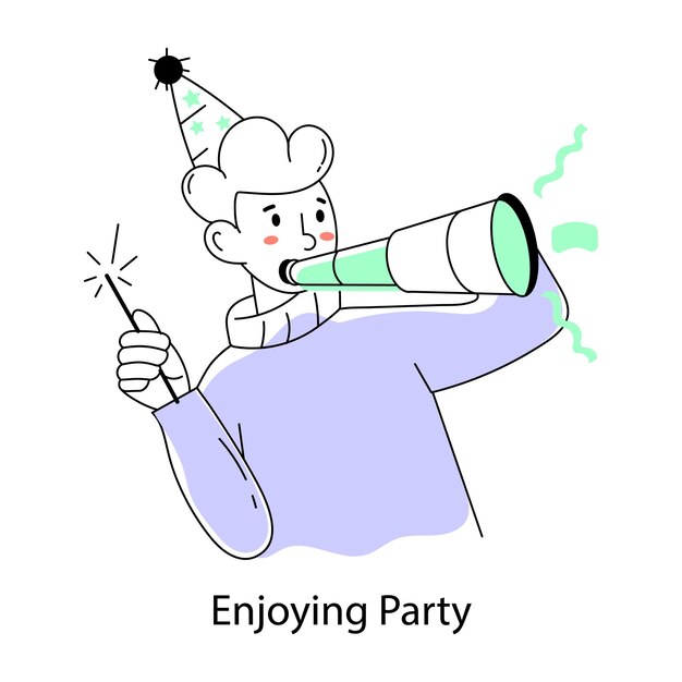 Echa un vistazo a la mini ilustración de doodle de disfrutar de la fiesta