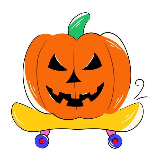 Echa un vistazo a esta pegatina de skate de calabaza riendo en estilo plano