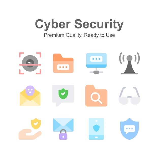 Eche un vistazo al paquete de iconos de seguridad cibernética listos para su uso premium
