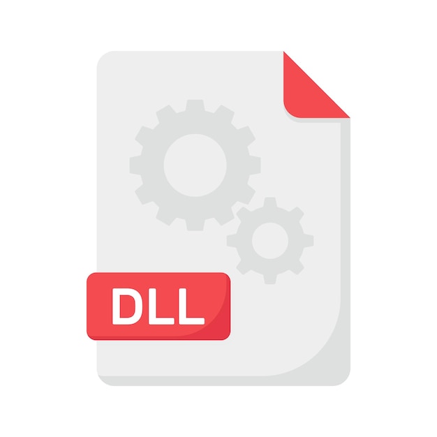 Eche un vistazo a este diseño vectorial de extensión de archivo dll diseñado de manera creativa en estilo plano