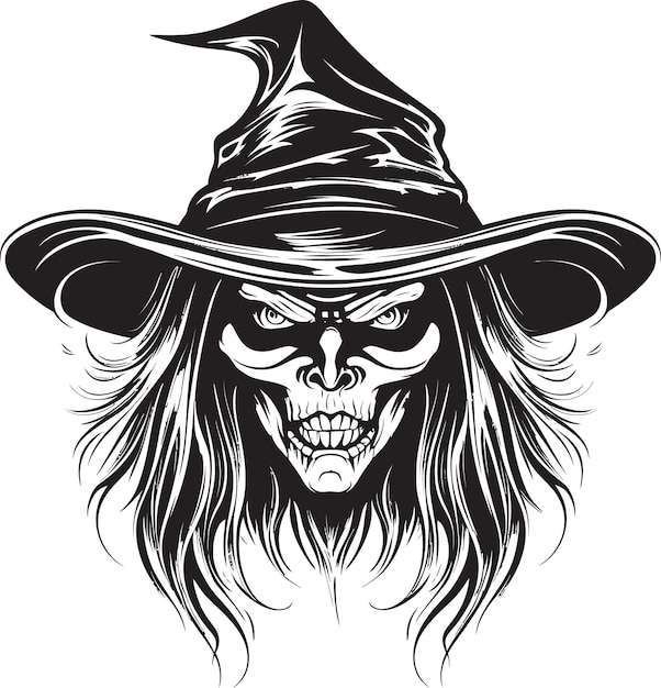 Eclipse Enchantment Sinister Witch Monster Diseño del emblema en negro Nocturnal Nexus Asombrado Femenino W