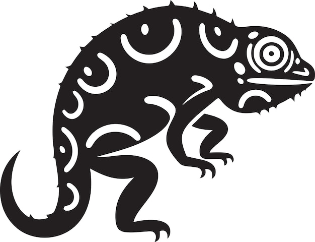 Eclipse Evasion Stealthy Chameleon Logo Emblem Shadowy Sleuth Chameleon Silhueta Diseño vectorial del logotipo