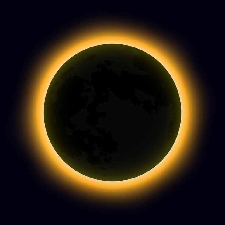 Vector eclipse solar total, eclipse de sol. ilustración vectorial