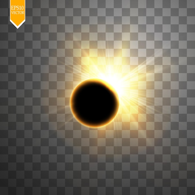 Eclipse solar total sobre fondo transparente