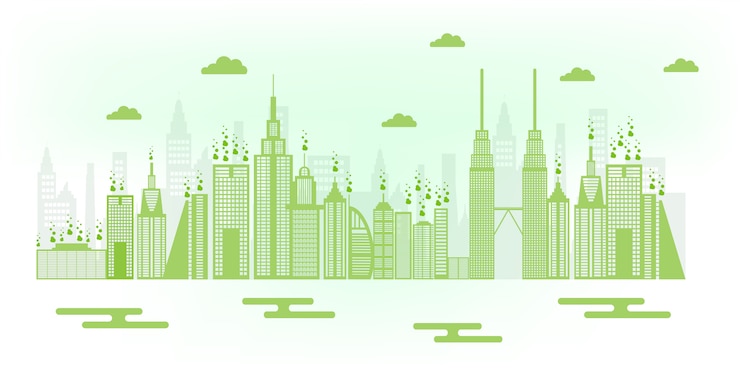 Vector eco amigable ciudad ilustración