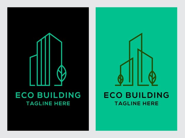 Eco building real estate logo set plantilla diseño icono