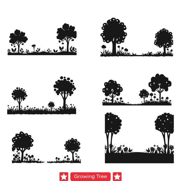 Eco Elegance Siluetas de árboles de crecimiento elegante para diseños sostenibles