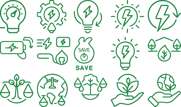 Eco-friendly energy and power icons