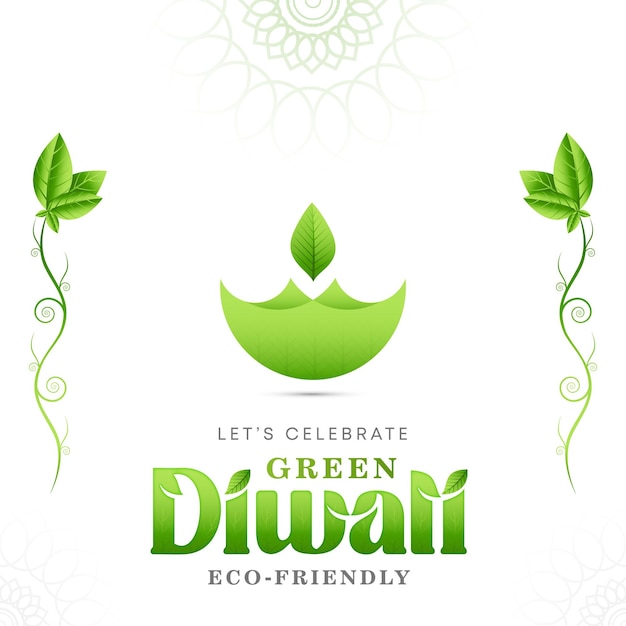 Eco friendly green diwali post o fondo con hojas