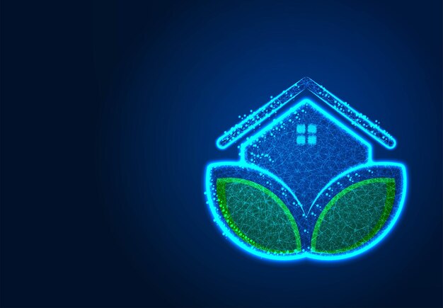 Eco house abstract low poly diseños de estructura alámbrica de línea y punto ilustración vectorial