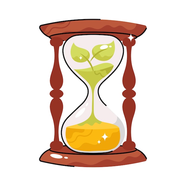 Vector eco tiempo reloj de arena doodle contorno vectorial etiqueta eps 10 archivo