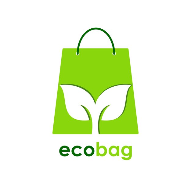 Ecobag o logotipo de diseño de bolsas reutilizables ecológicas