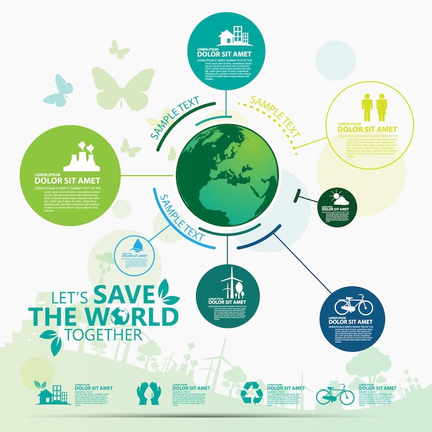 Ecología y conservación del medio ambiente diseño conceptual de ideas creativas
