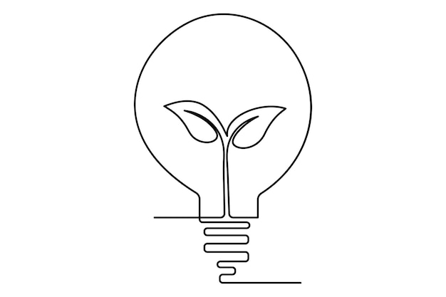 Ecología continua de una línea ilustración artística vectorial de contorno sostenible
