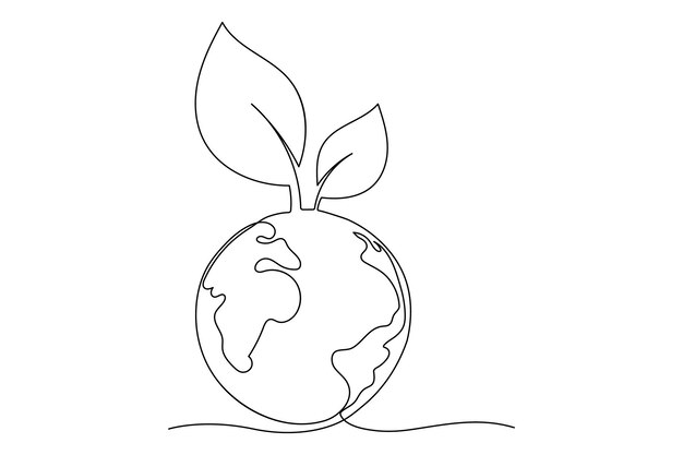 Ecología continua de una línea ilustración artística vectorial de contorno sostenible