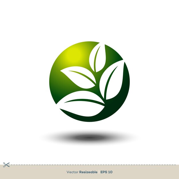 Ecología Hoja Esfera Icono Vector Logo Plantilla Ilustración Diseño Vector EPS 10
