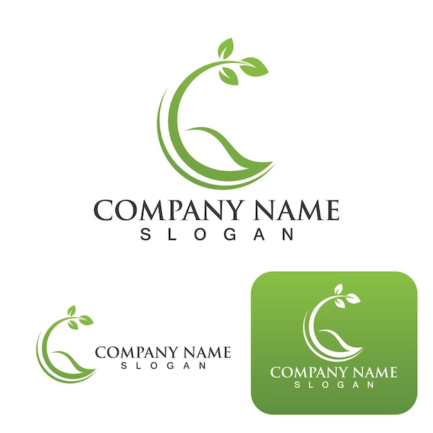 Ecología de hoja verde Logo naturaleza elemento