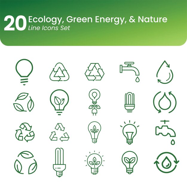 Ecología ir verde energía verde naturaleza reciclaje orgánico aislado Iconos conjunto vector