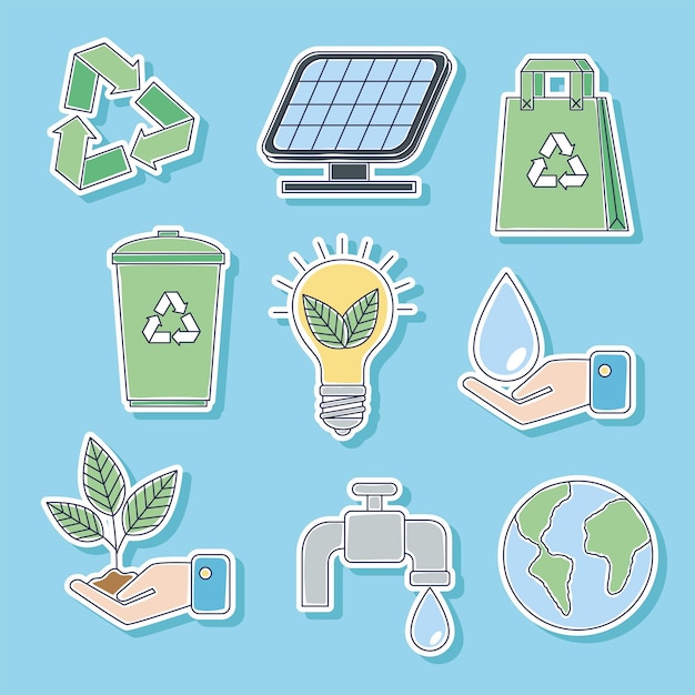 Ecología nueve iconos