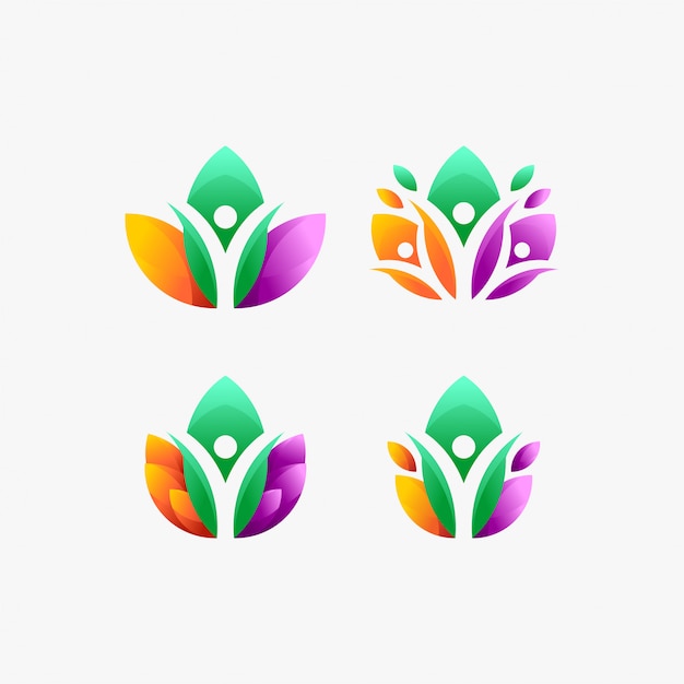 ecología personas hoja iconos sanos
