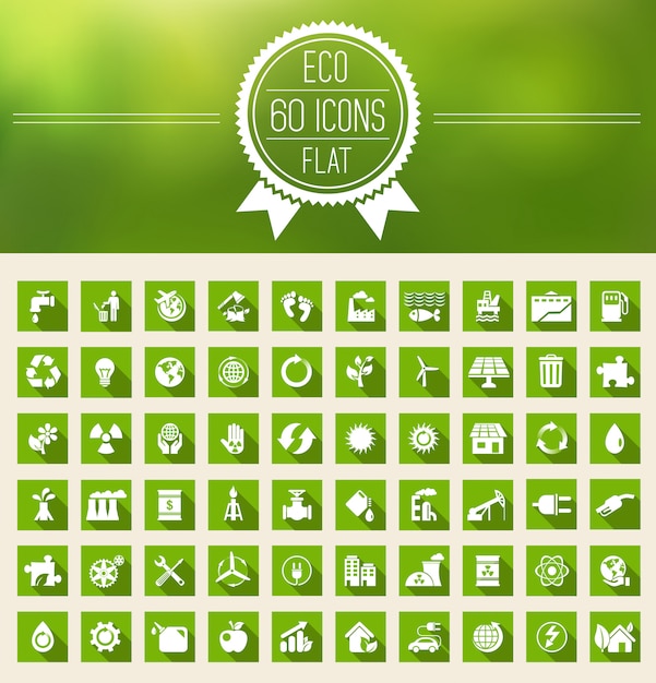 Ecología plana Icon Set