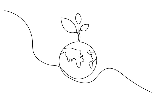 Ecología sostenible arte de una línea