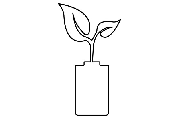 Ecología sostenible dibujo continuo de una línea de arte vectorial de contorno aislado
