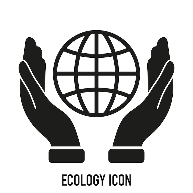 Ecología vector icono tierra en manos humanas Concepto de protección del medio ambiente