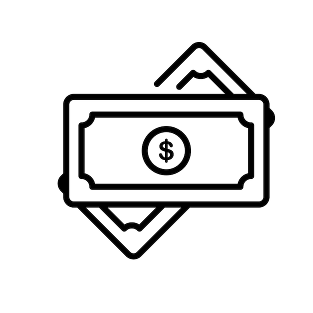 Economía dinero moneda papel signo símbolo vector