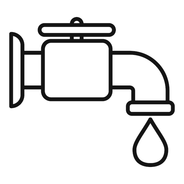 Economía grifo de agua icono contorno vector Consumo inteligente Dinero hogar