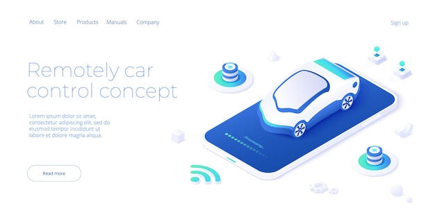 Economía verde y concepto de energía renovable en ilustración vectorial isométrica. coche eléctrico de hidrógeno y vehículo de combustible h2. centrales eléctricas sostenibles para un medio ambiente limpio